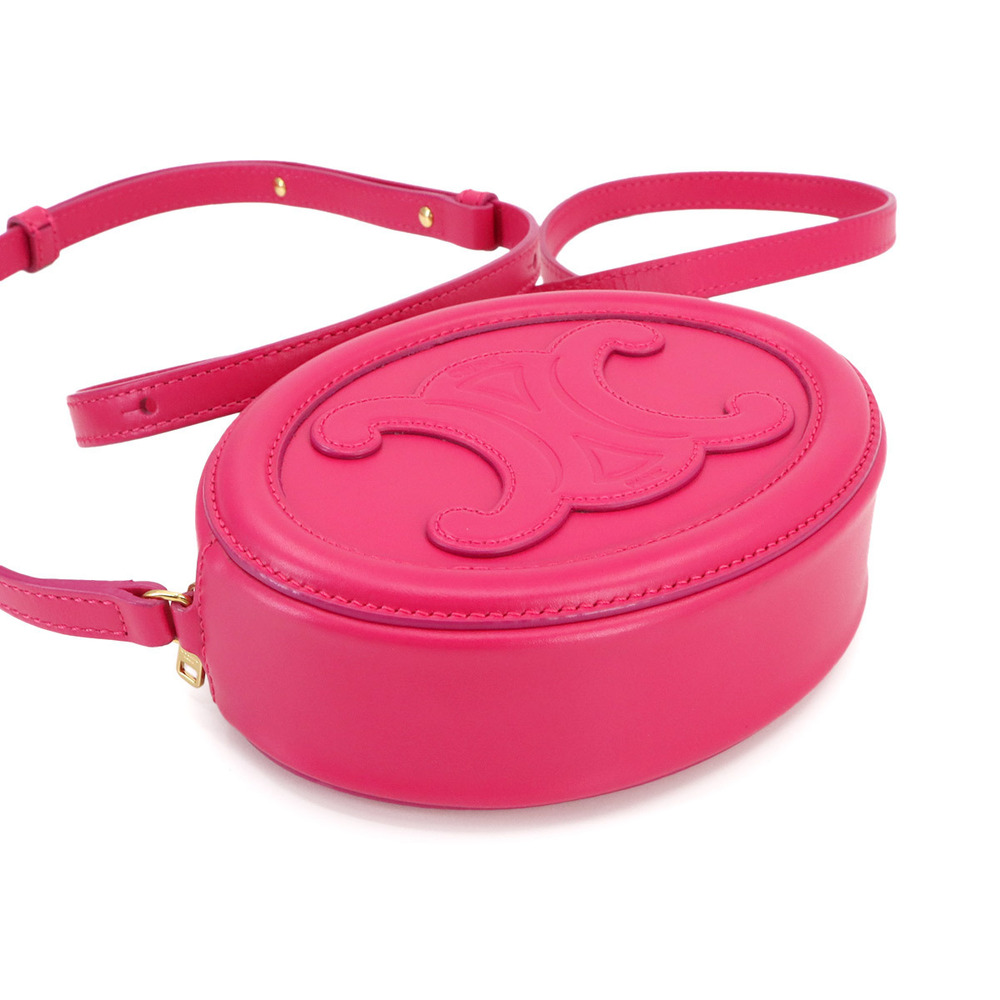 Celine Oval Cuir Triomphe Shoulder Bag Pink Leather - Picture 5 of 9